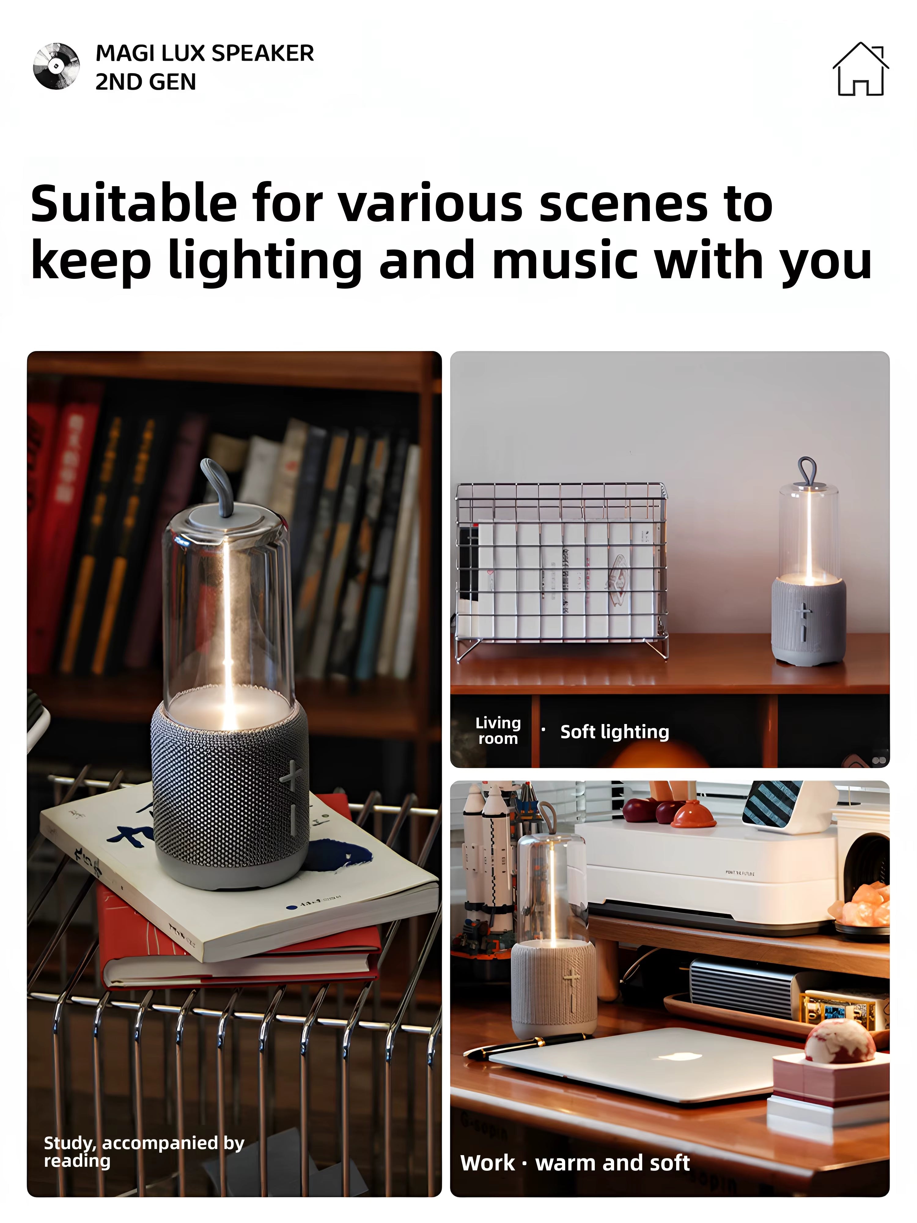 AUGELIGHT Bluetooth Speaker Modern Multifunctional Night Desk Lamp Atmosphere Light Battery Powered Magilux  Speaker Lamp,  Perfect for your office, nightstand or dorm room