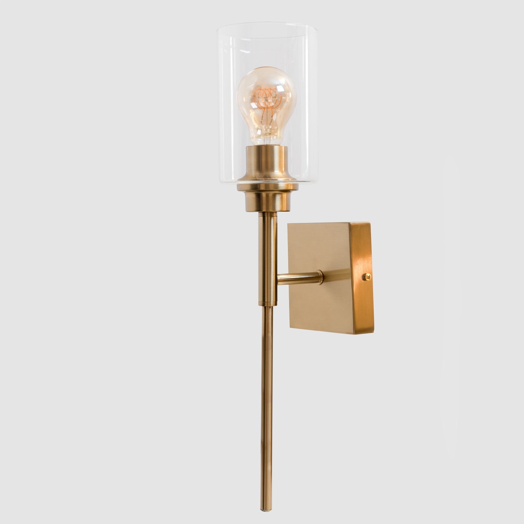 Modern 1-Light Bathroom Wall Light, Brushed Vanity Light Fixture with Clear Glass Shade, E26 CRI90 Bulb Included, Wall Sconce for Mirror, Bedroom, Hallway Living Room