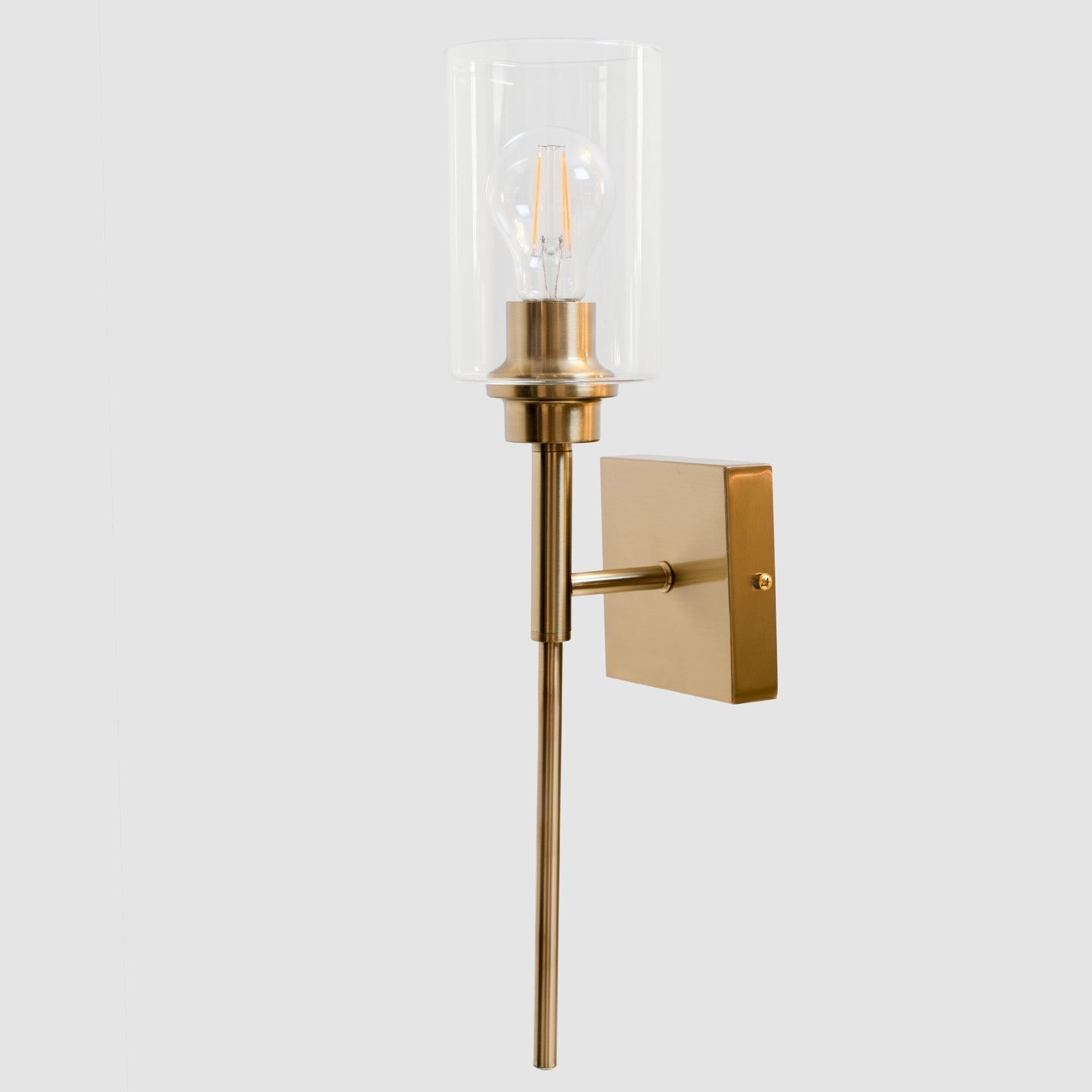 Modern 1-Light Bathroom Wall Light, Brushed Vanity Light Fixture with Clear Glass Shade, E26 CRI90 Bulb Included, Wall Sconce for Mirror, Bedroom, Hallway Living Room
